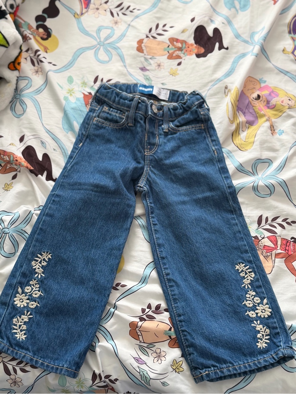 Old Navy Blue Embroidered Kids' Wide-Leg Jeans